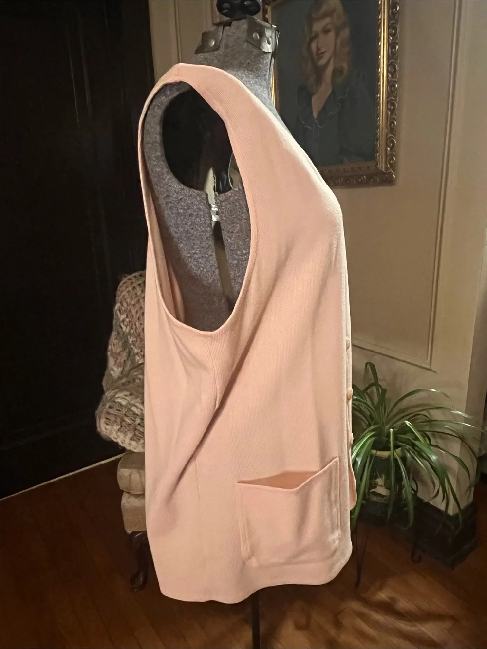 Women's Peach Button-Front Storage Vest with Pockets